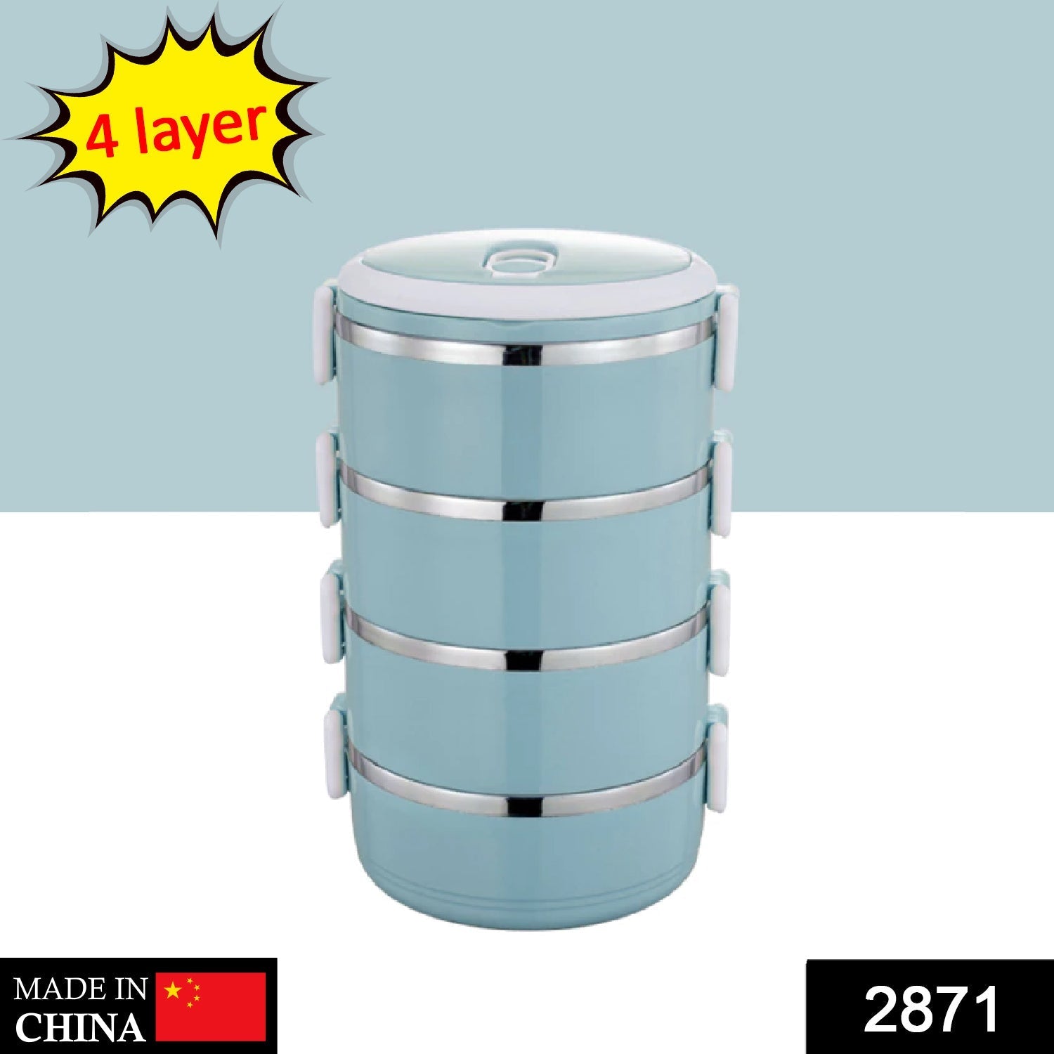 Stainless steel hot lunch box with four layers. Stainless steel hot lunch box with four layers.